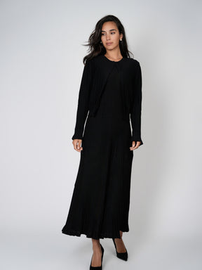 RIBBED SLEEVELESS DRESS-BLACK